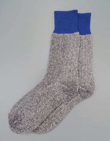 ROTOTO<p> double face crew socks<p>silk + cotton<p>blue/grey