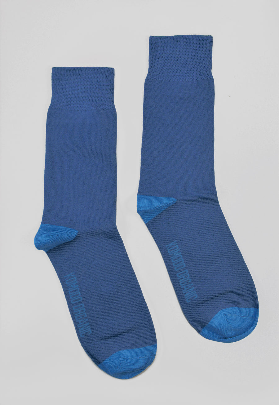 KOMODO<p>punchy blue organic cotton<p>crew socks