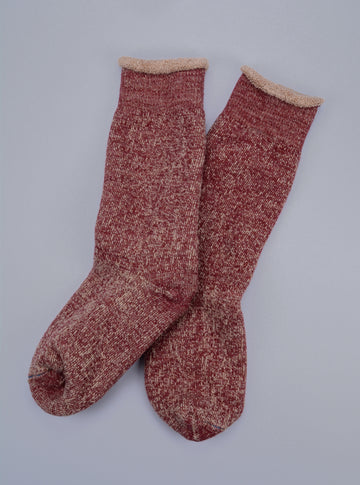 ROTOTO<p> double face crew socks<p>organic cotton + merino wool<p>dark red/brown