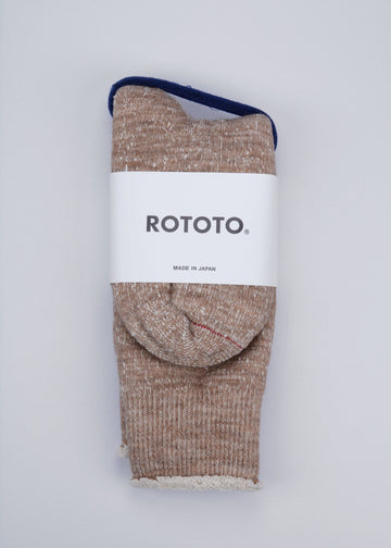 ROTOTO<p> double face crew socks<p>organic cotton + merino wool<p>camel