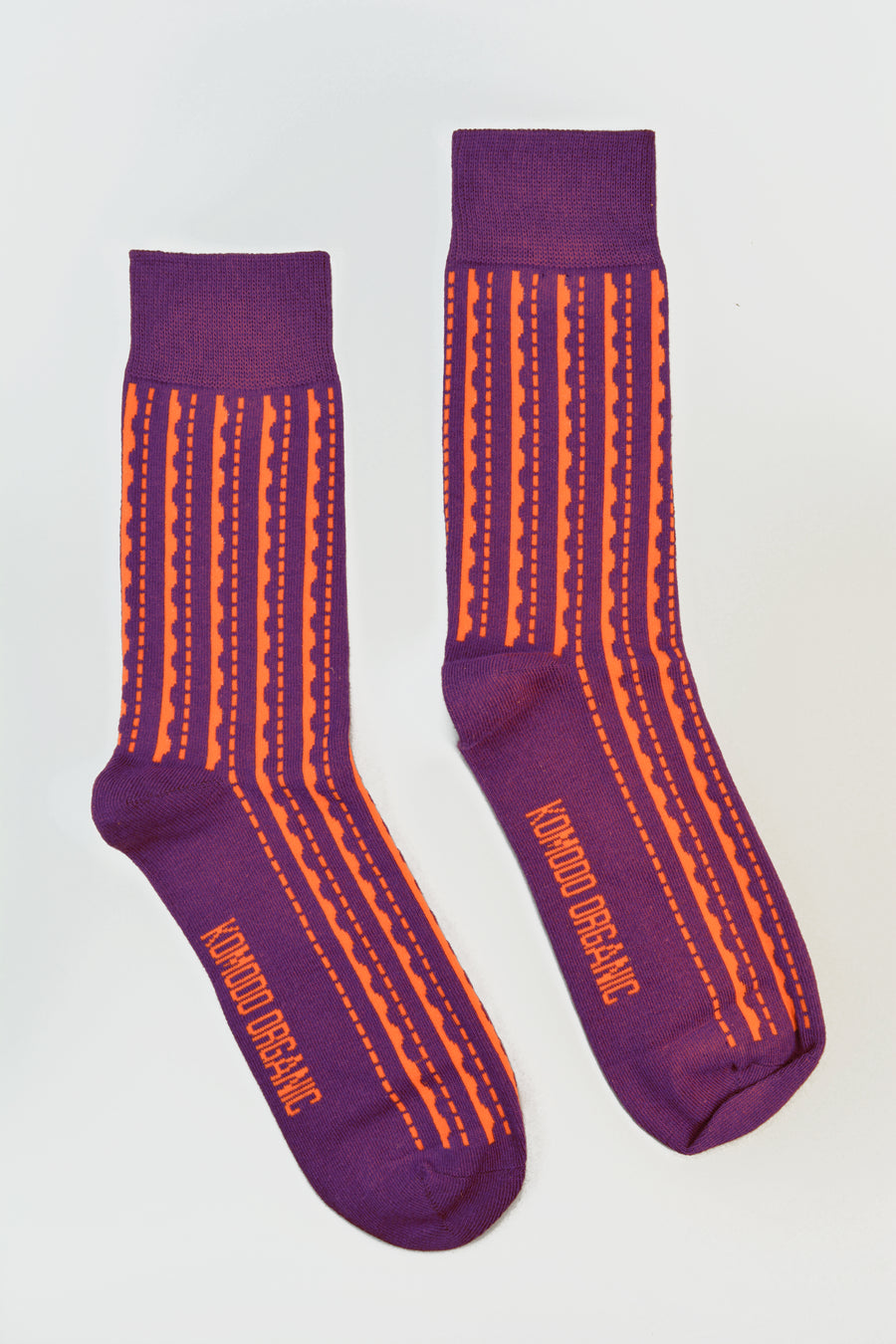 KOMODO<p>trippy orange/wine organic cotton<p>crew socks