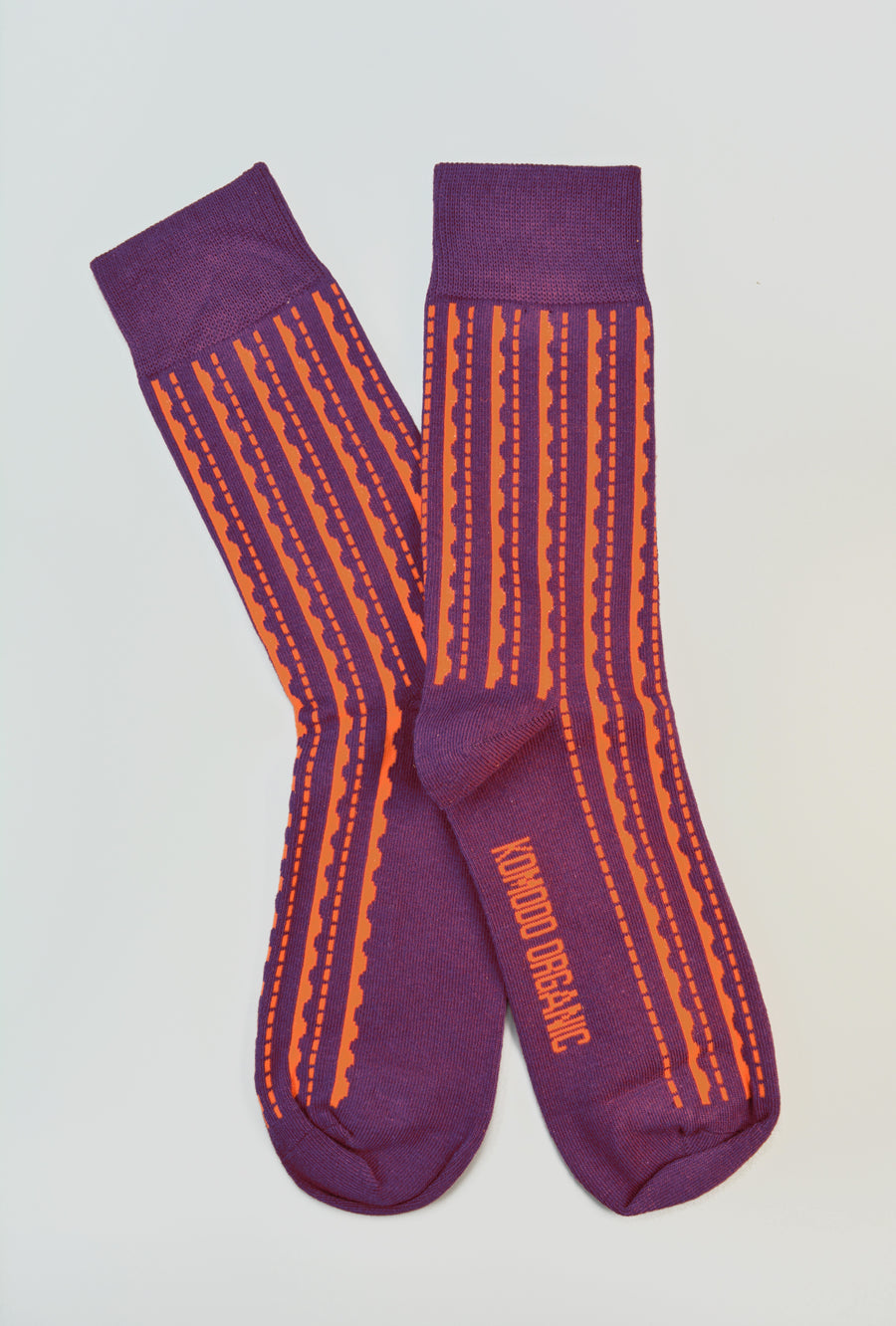 KOMODO<p>trippy orange/wine organic cotton<p>crew socks