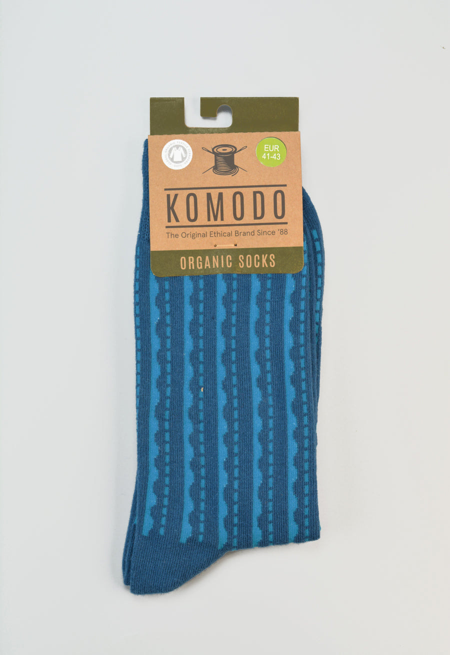 KOMODO<p>trippy blue organic cotton<p>crew socks