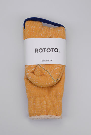 ROTOTO<p> double face crew socks<p>organic cotton + merino wool<p>yellow