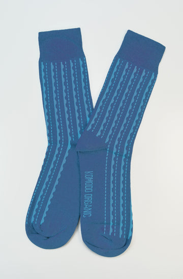 KOMODO<p>trippy blue organic cotton<p>crew socks