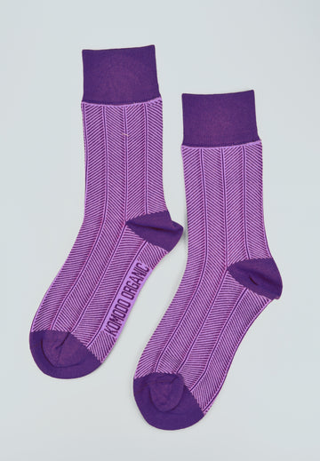 KOMODO<p>herringbone berry organic cotton<p>crew socks
