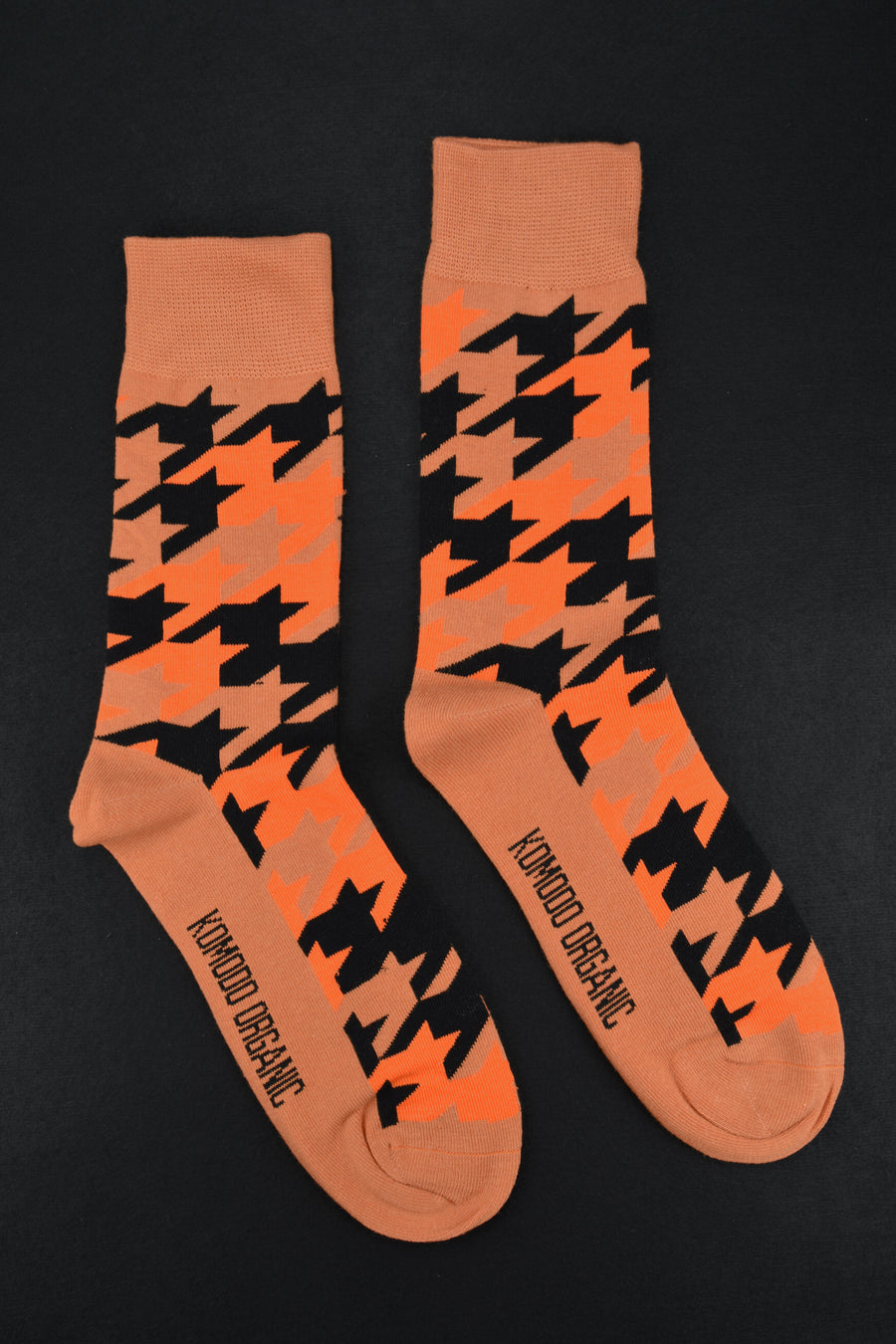 KOMODO<p>houndstooth orange organic cotton<p>crew socks