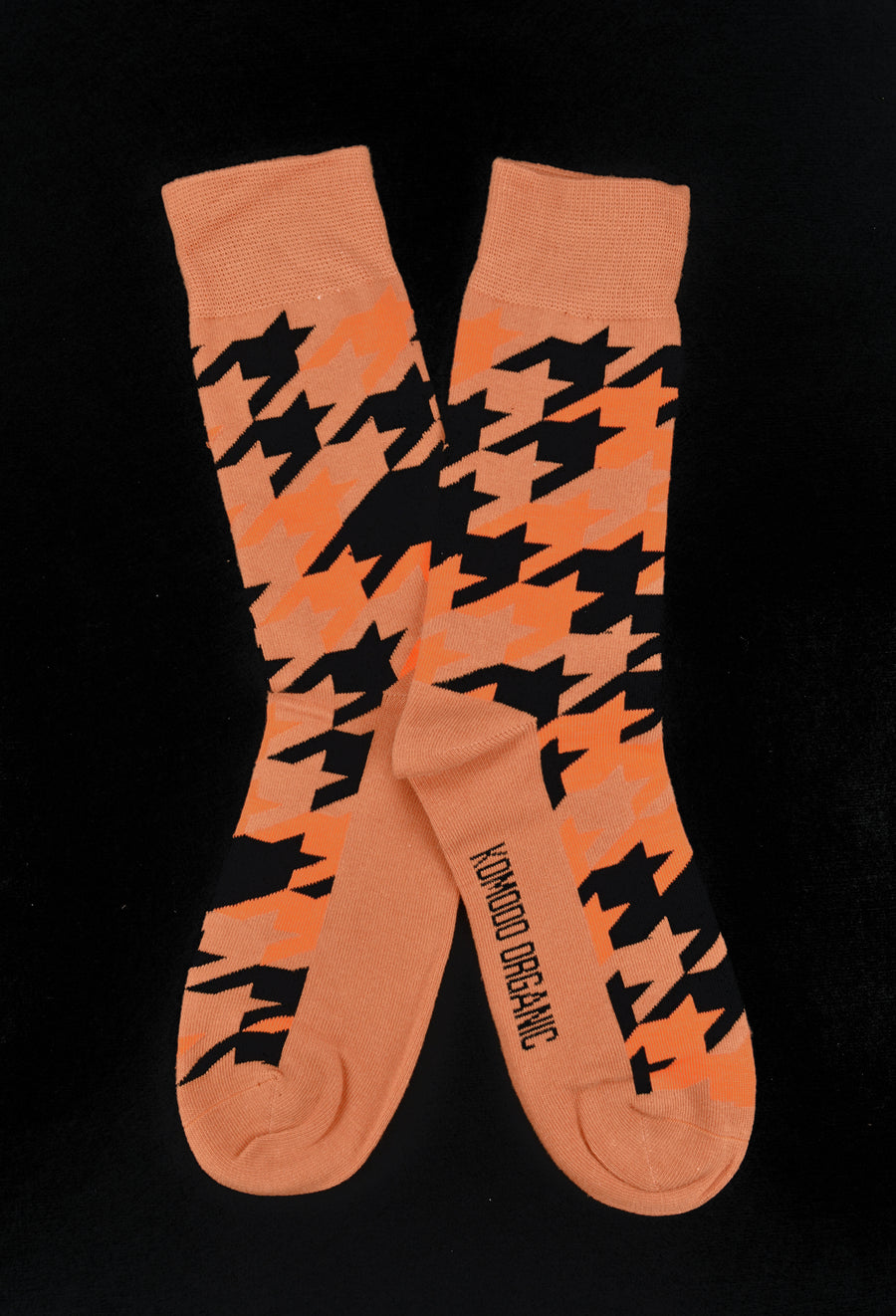 KOMODO<p>houndstooth orange organic cotton<p>crew socks