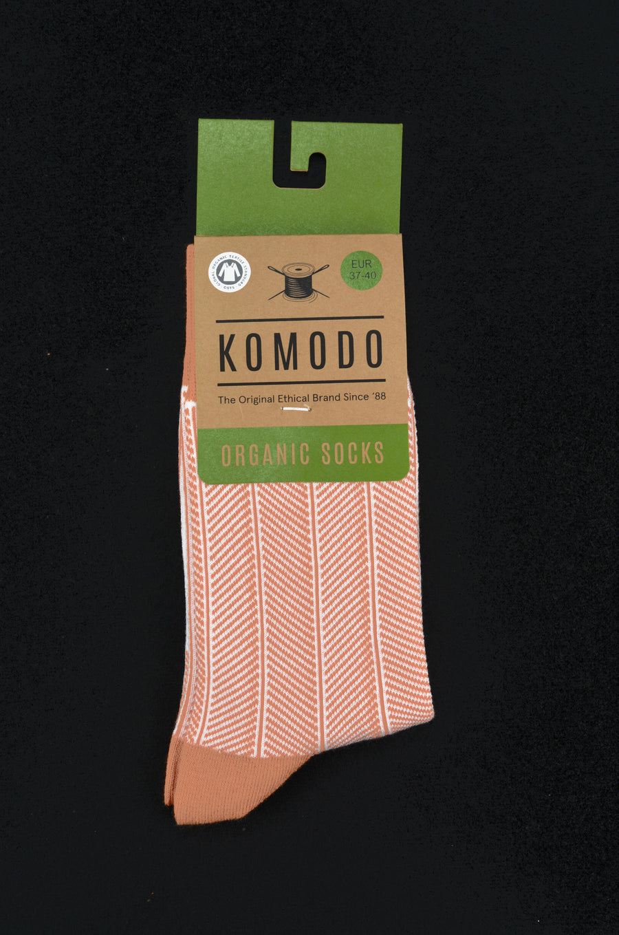KOMODO<p>herringbone orange organic cotton<p>crew socks