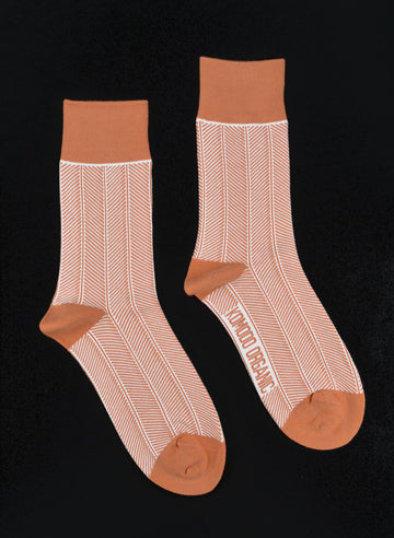 KOMODO<p>herringbone orange organic cotton<p>crew socks