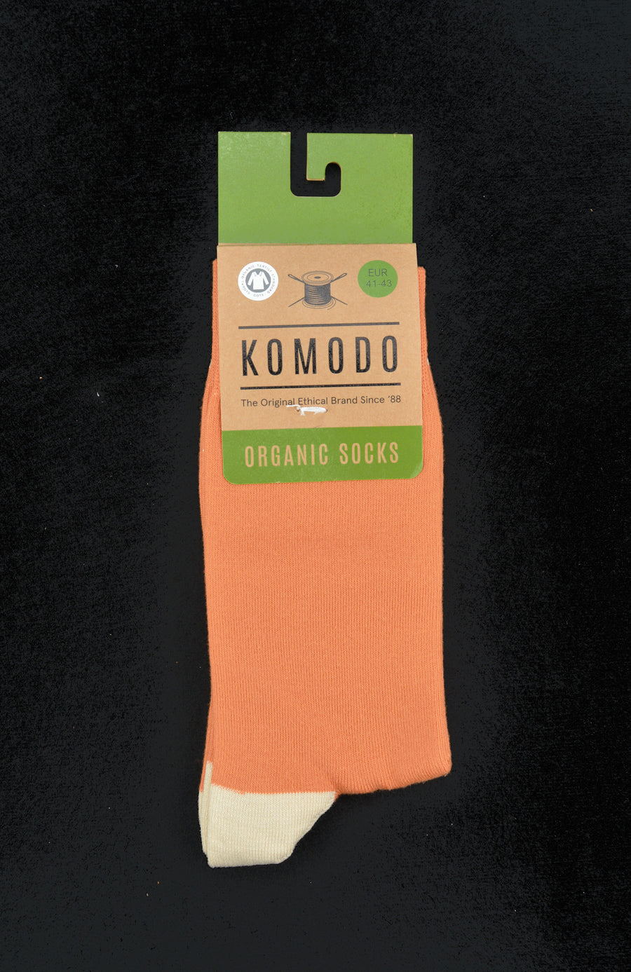 KOMODO<p>punchy orange organic cotton<p>crew socks
