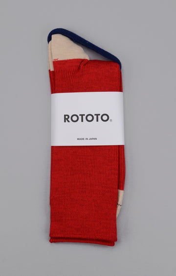 ROTOTO<p>organic cotton + recyled polyester<p>red/raw white