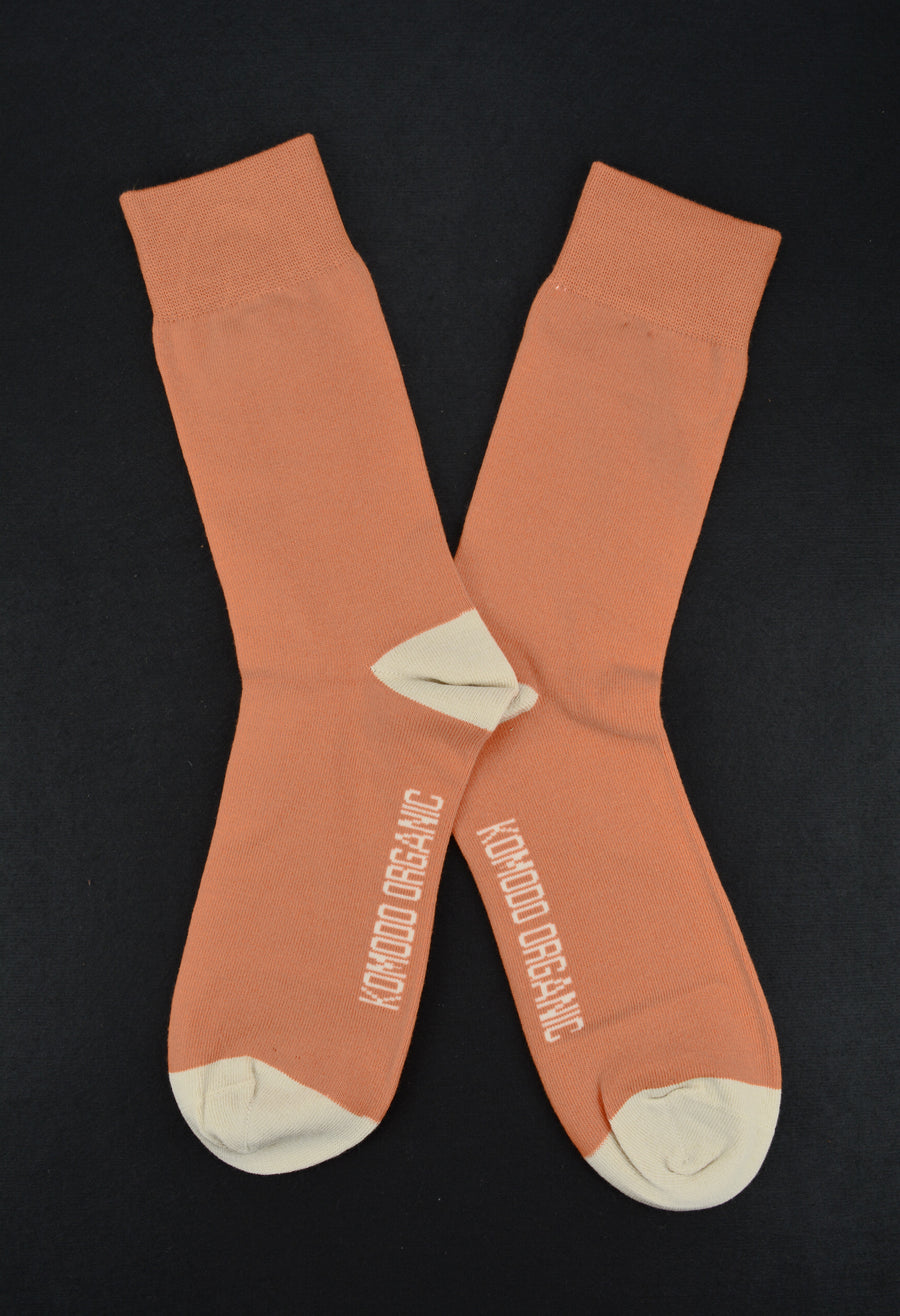 KOMODO<p>punchy orange organic cotton<p>crew socks