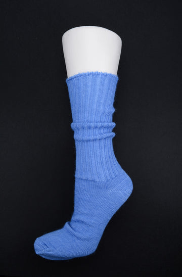 Mary Queen of Socks<p>Sussex loose top<p>mohair crew socks<p>blue
