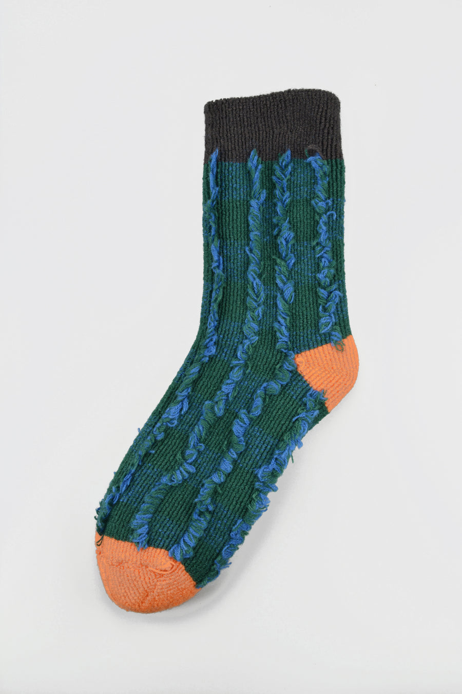 ROTOTO<p>pile checkerboard<p>mix fabric room socks<p>blue/green