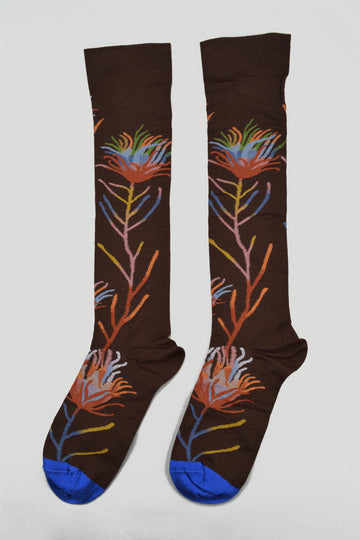 Bonne Maison<p>flower<p>knee high cotton socks