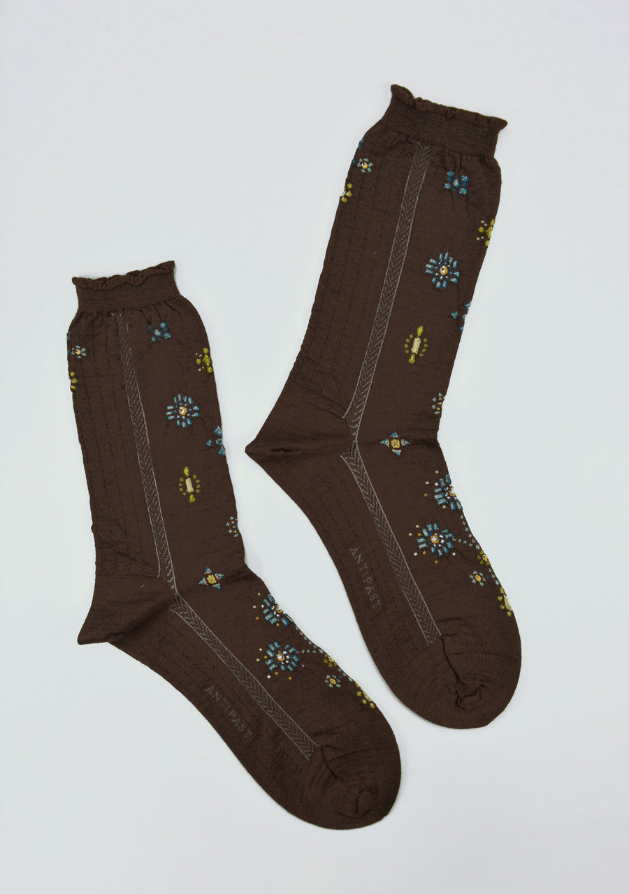 Antipast<p>like a jewelry<p>wool crew sock<p>dark brown