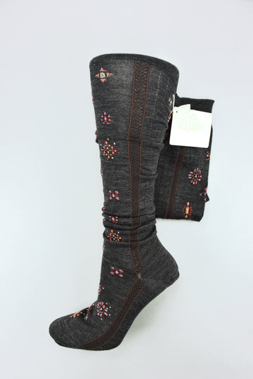Antipast<p>like a jewelry<p>wool knee high sock<p>charcoal