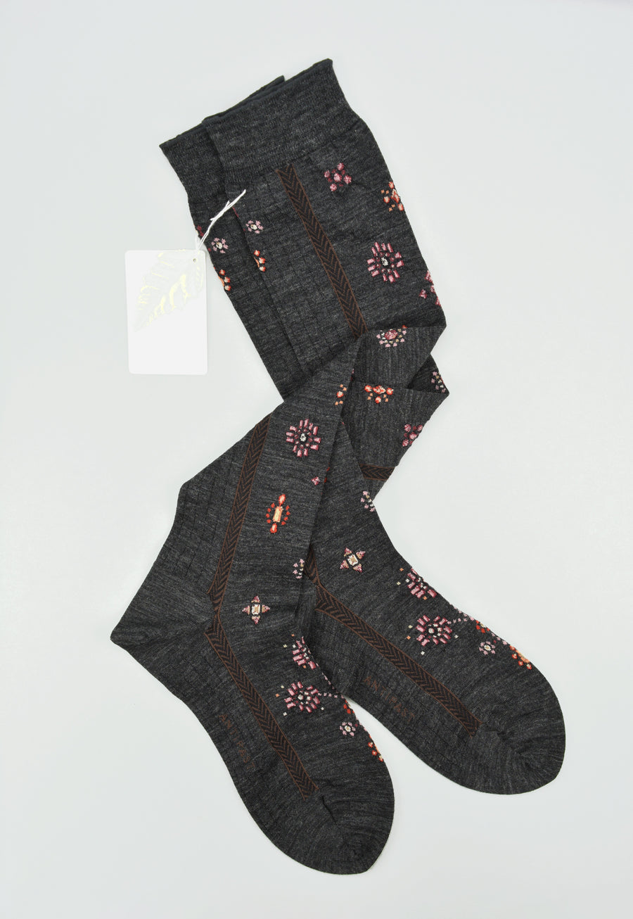 Antipast<p>like a jewelry<p>wool knee high sock<p>charcoal