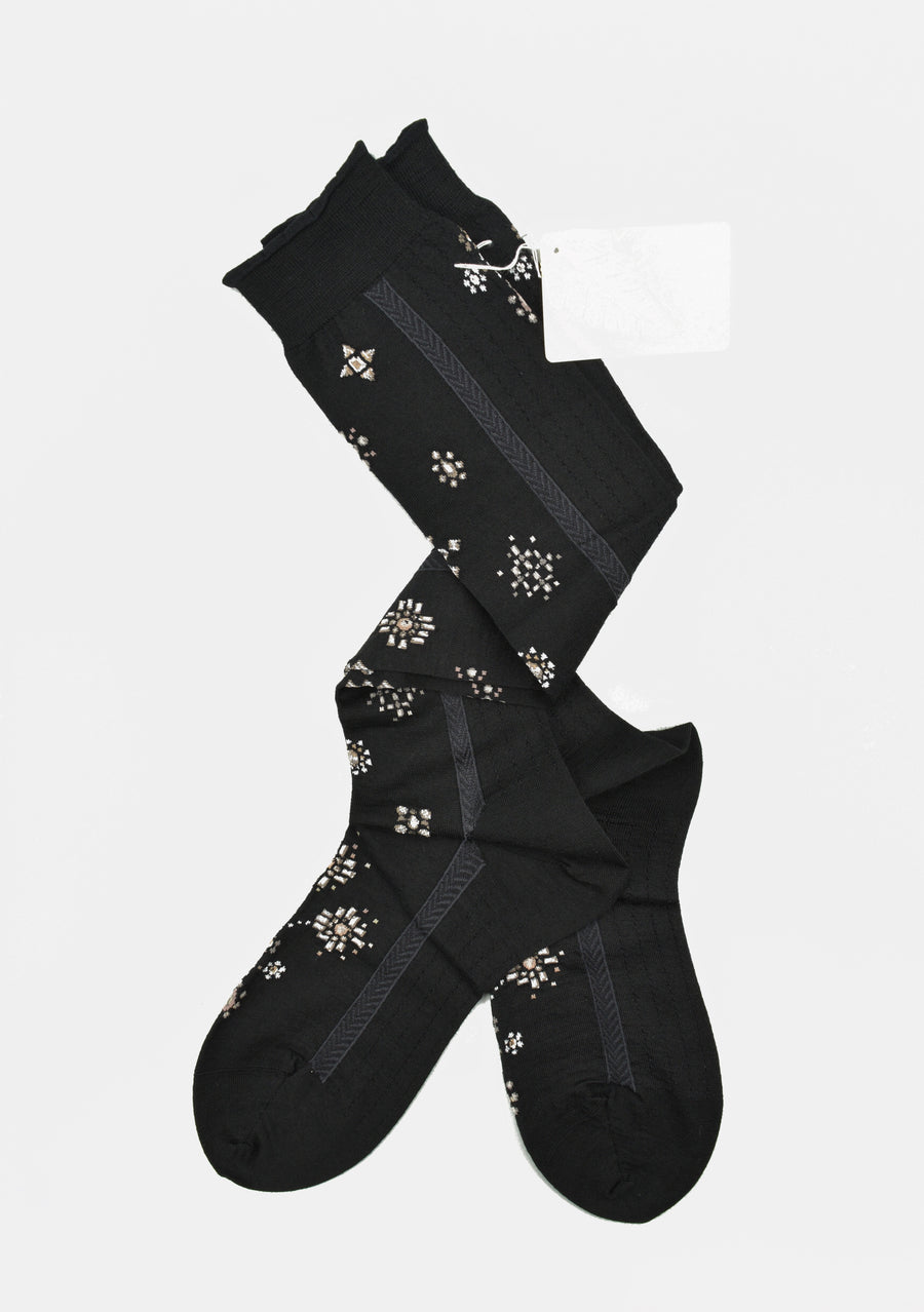 Antipast<p>like a jewelry<p>wool knee high sock<p>black