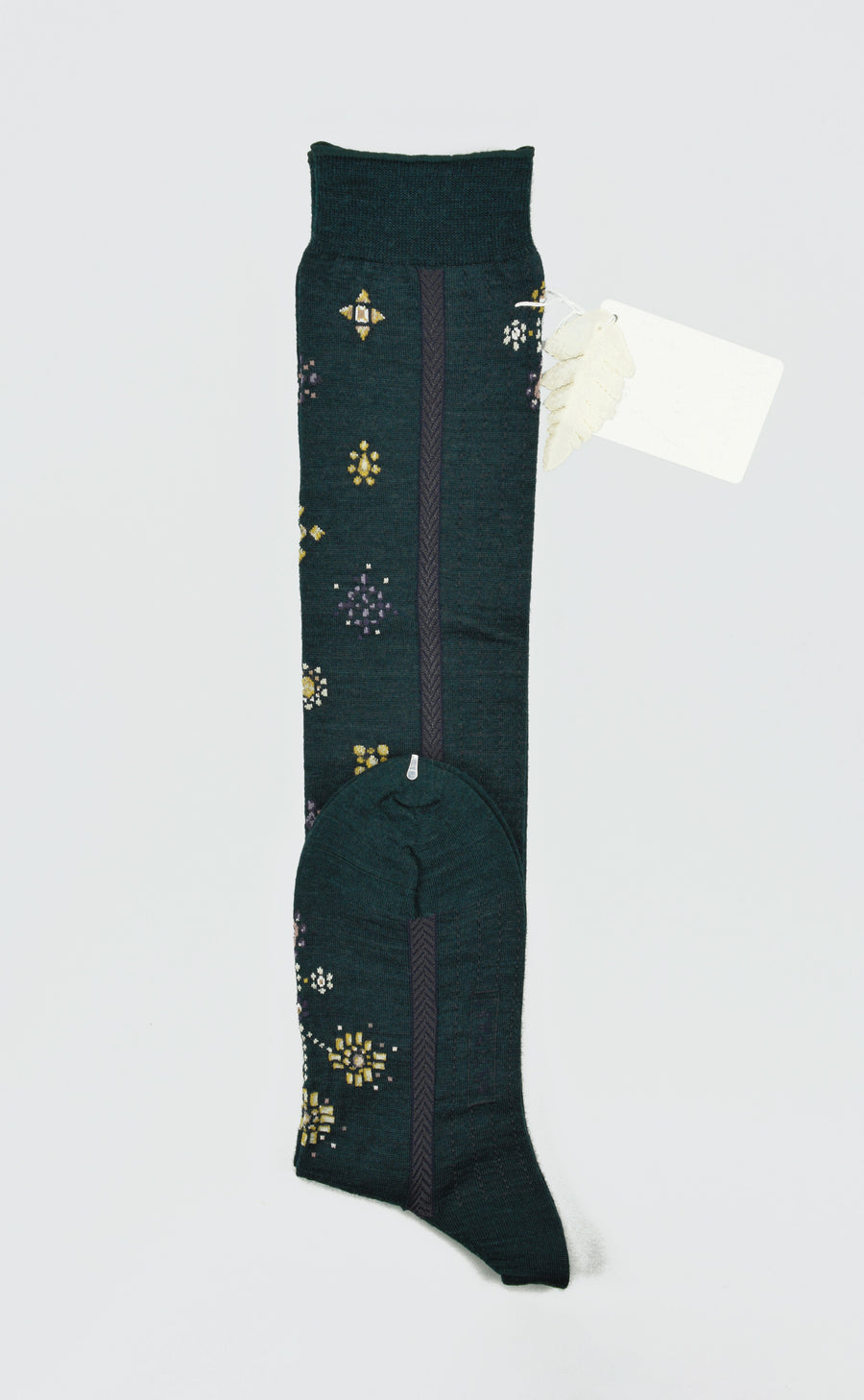 Antipast<p>like a jewelry<p>wool knee high sock<p>dark green