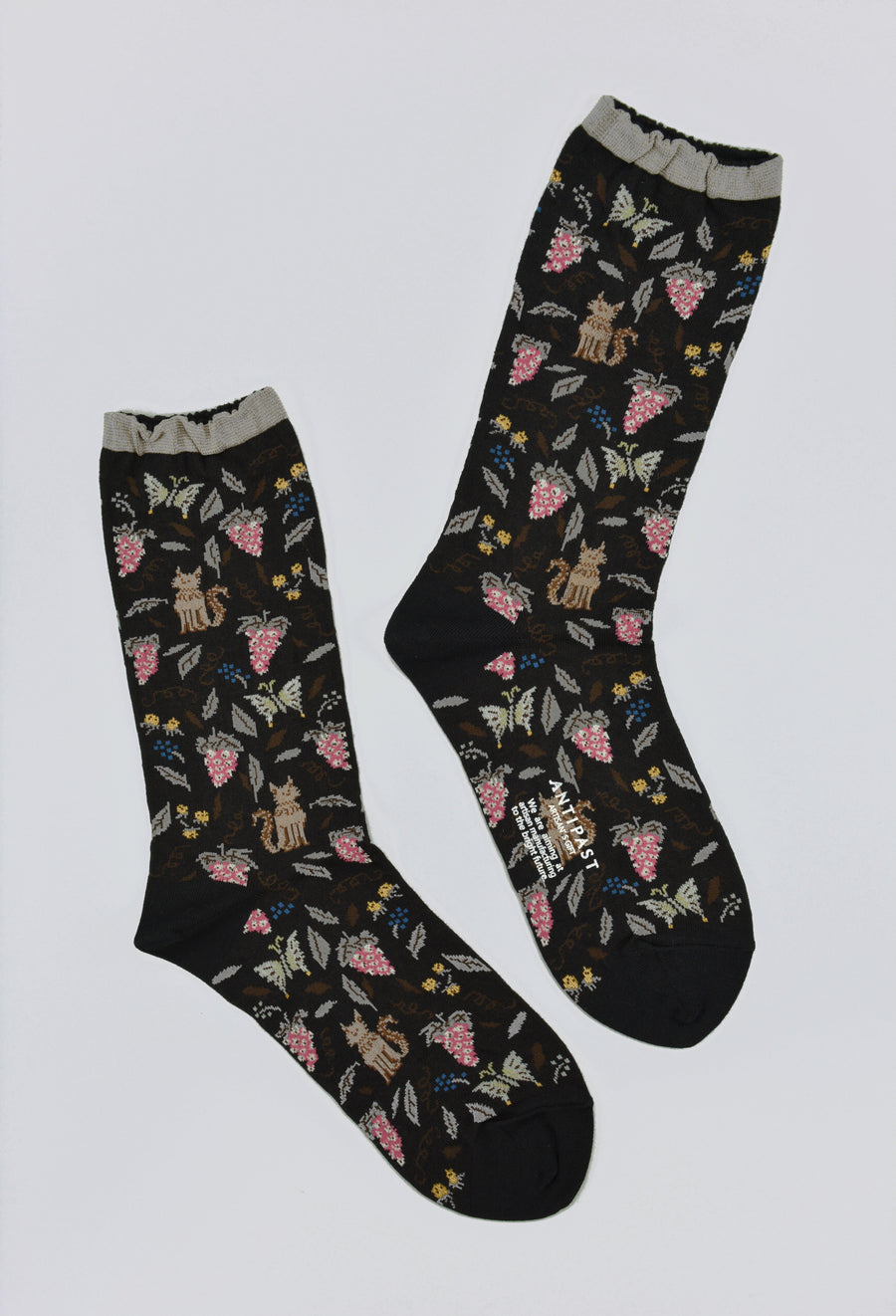 Antipast<p>garden cat<p>cotton crew sock<p>black