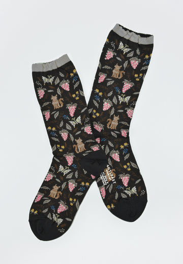 Antipast<p>garden cat<p>cotton crew sock<p>black
