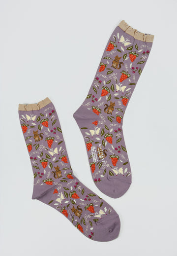 Antipast<p>garden cat<p>cotton crew sock<p>lavender