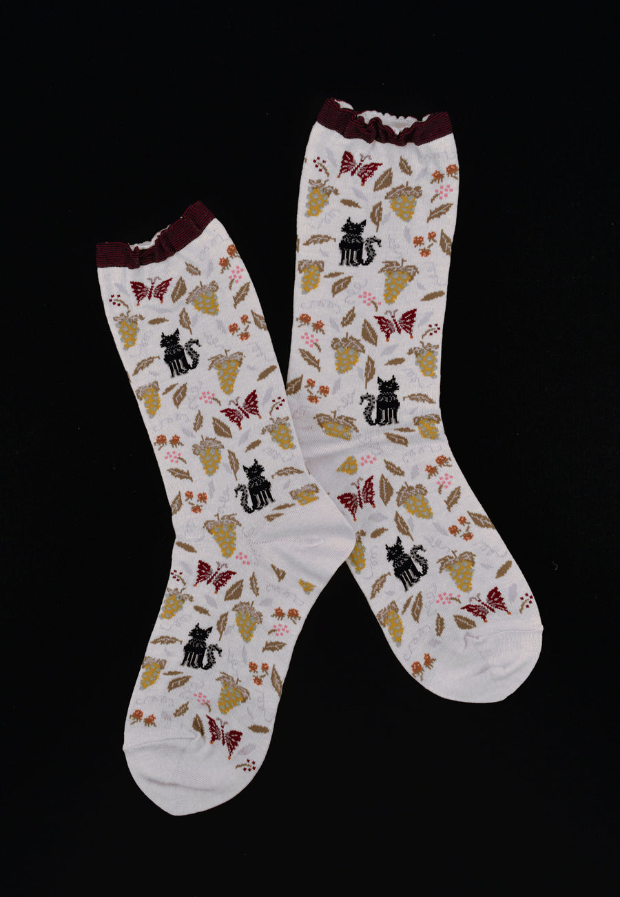 Antipast<p>garden cat<p>cotton crew sock<p>ivory