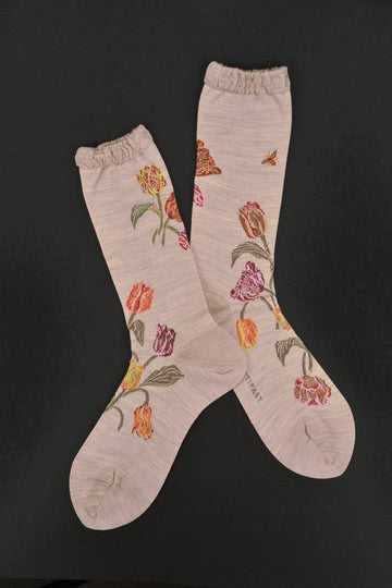 Antipast<p>bouquet tulip<p>wool crew sock<p>beige