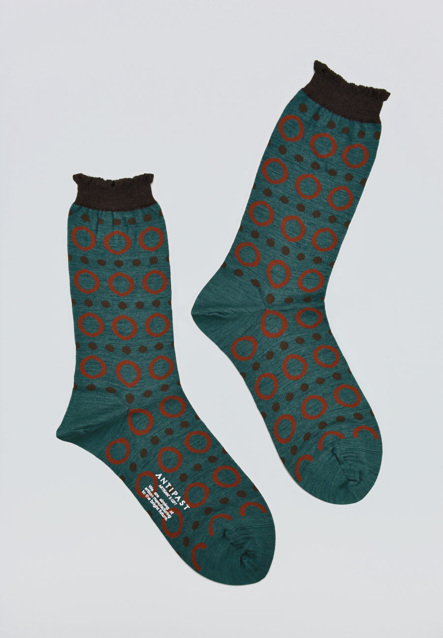 Antipast<p>ring ring<p>wool crew sock<p>green