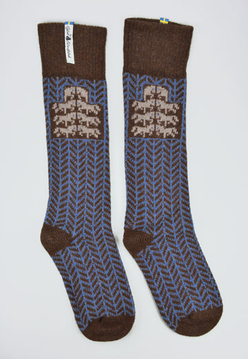 Ojbro<p>gotland brun<p>wool long sock<p>brown