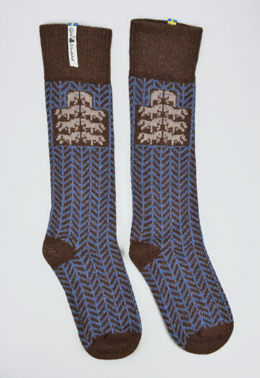 Ojbro<p>gotland brun<p>wool long sock<p>brown