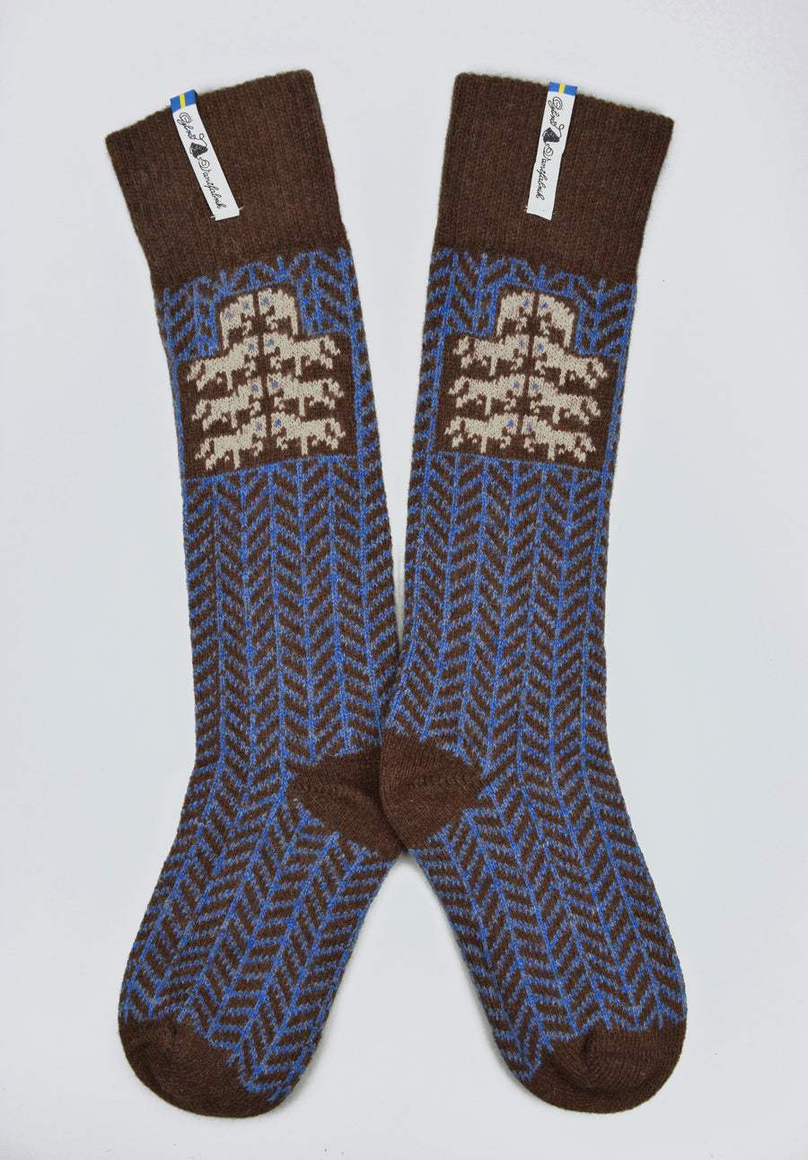 Ojbro<p>gotland brun<p>wool long sock<p>brown