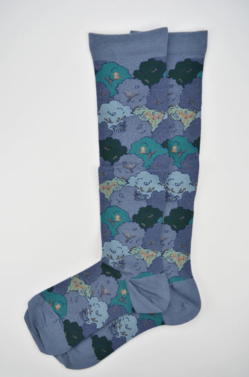 Antipast<p>lush forest<p>cotton knee high compression sock<p>blue