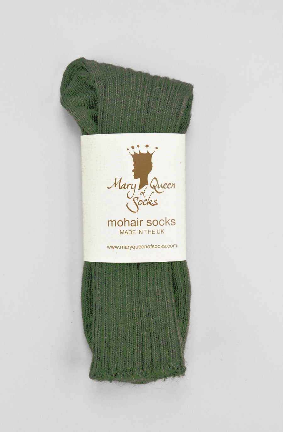 Mary Queen of Socks<p>Sussex loose top<p>mohair crew socks<p>green