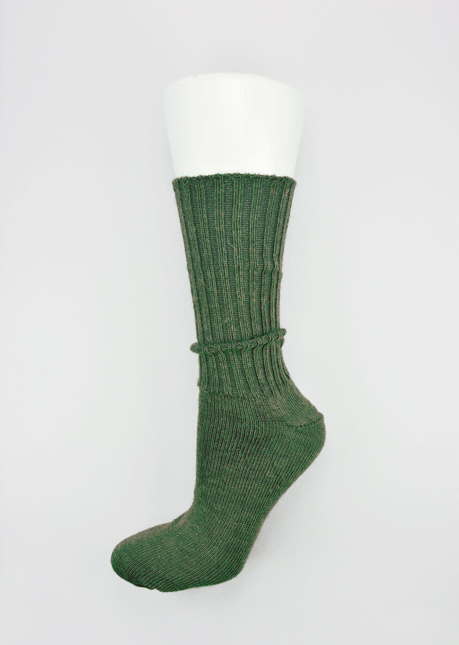 Mary Queen of Socks<p>Sussex loose top<p>mohair crew socks<p>green