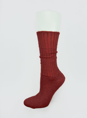 Mary Queen of Socks<p>Sussex loose top<p>mohair crew socks<p>wine