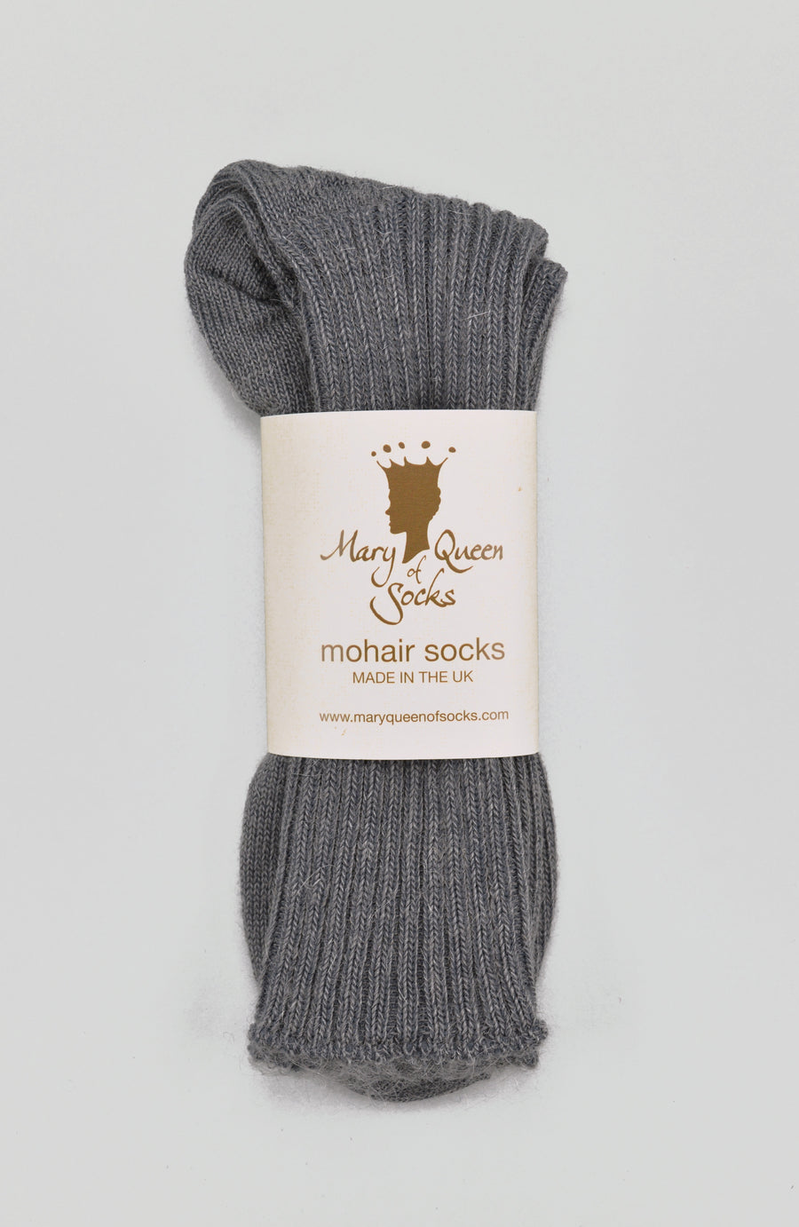 Mary Queen of Socks<p>Sussex loose top<p>mohair crew socks<p>grey