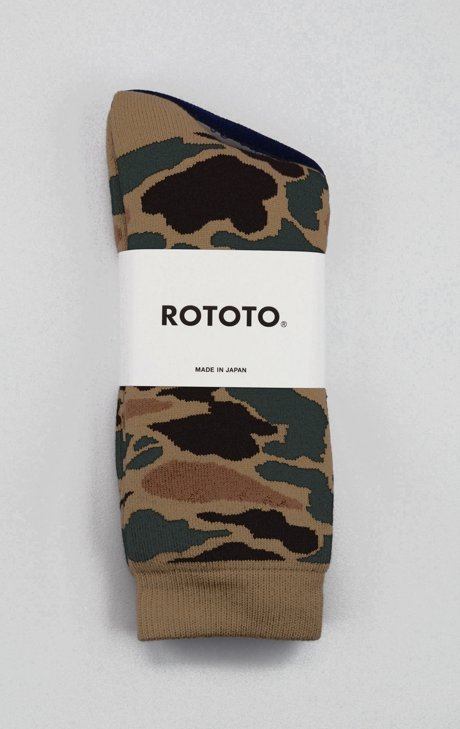 ROTOTO<p>pile camo crew socks<p>khaki