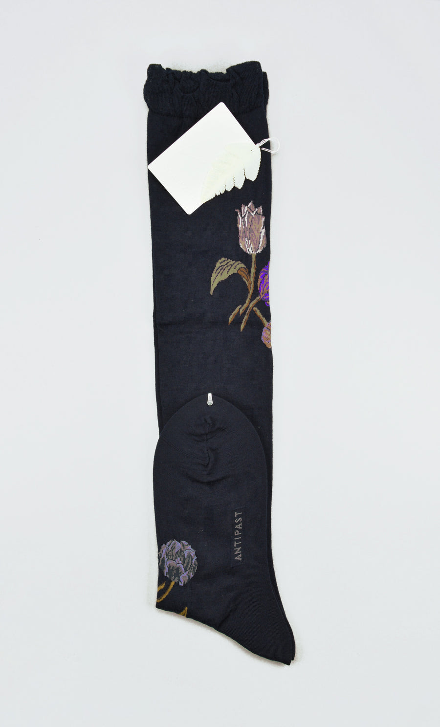 Antipast<p>bouquet tulip<p>wool knee high sock<p>navy