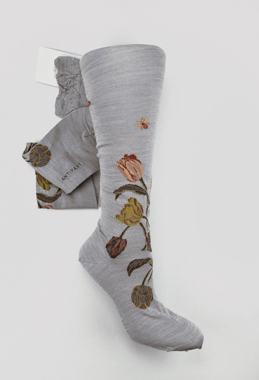 Antipast<p>bouquet tulip<p>wool knee high sock<p>grey