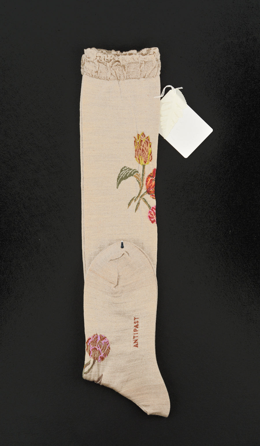 Antipast<p>bouquet tulip<p>wool knee high sock<p>beige