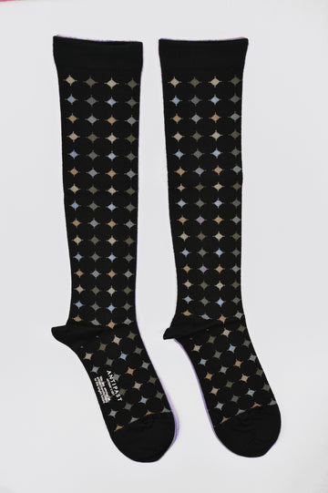 Antipast<p>big circle<p>wool knee high compression sock<p>black
