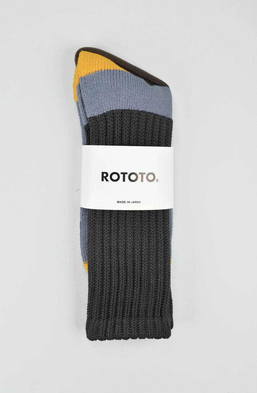 ROTOTO<p>multi loose pile crew socks<p>grey/light blue