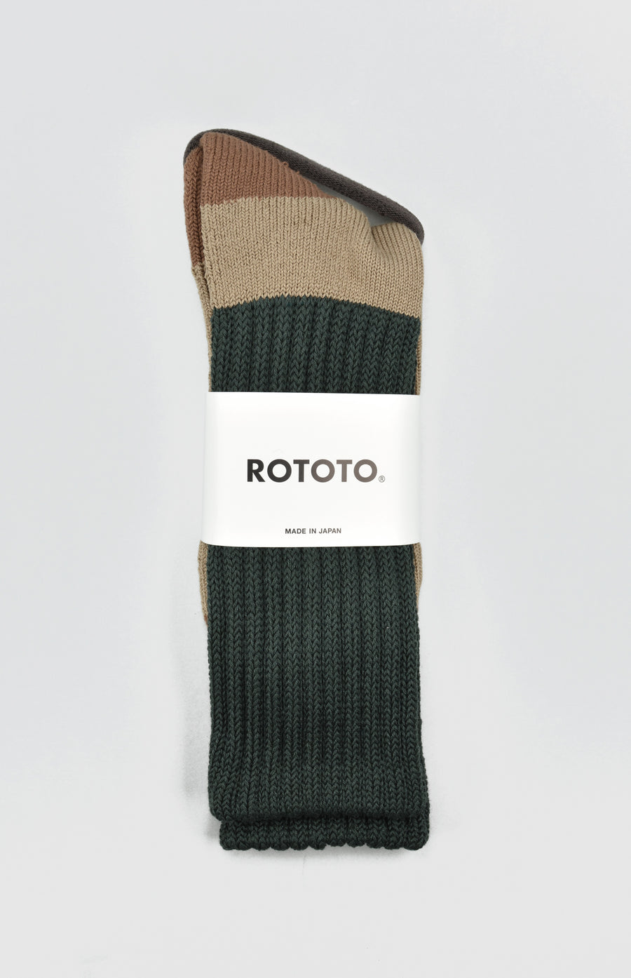 ROTOTO<p>multi loose pile crew socks<p>green/beige