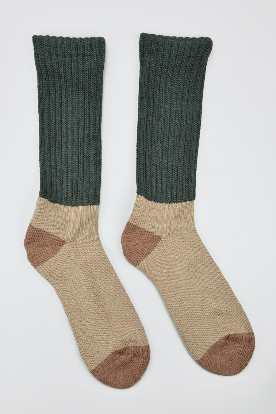 ROTOTO<p>multi loose pile crew socks<p>green/beige