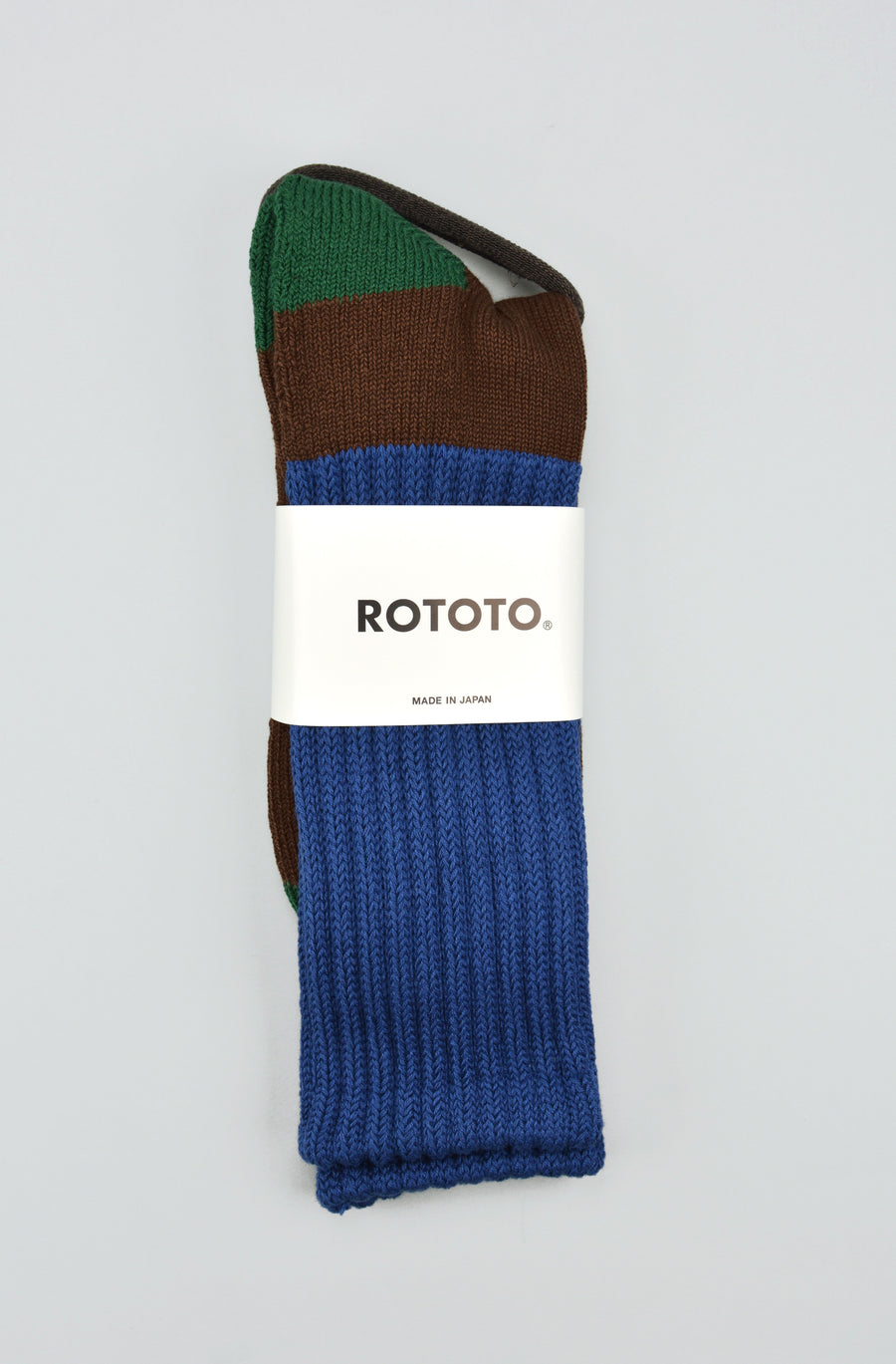 ROTOTO<p>multi loose pile crew socks<p>blue/brown