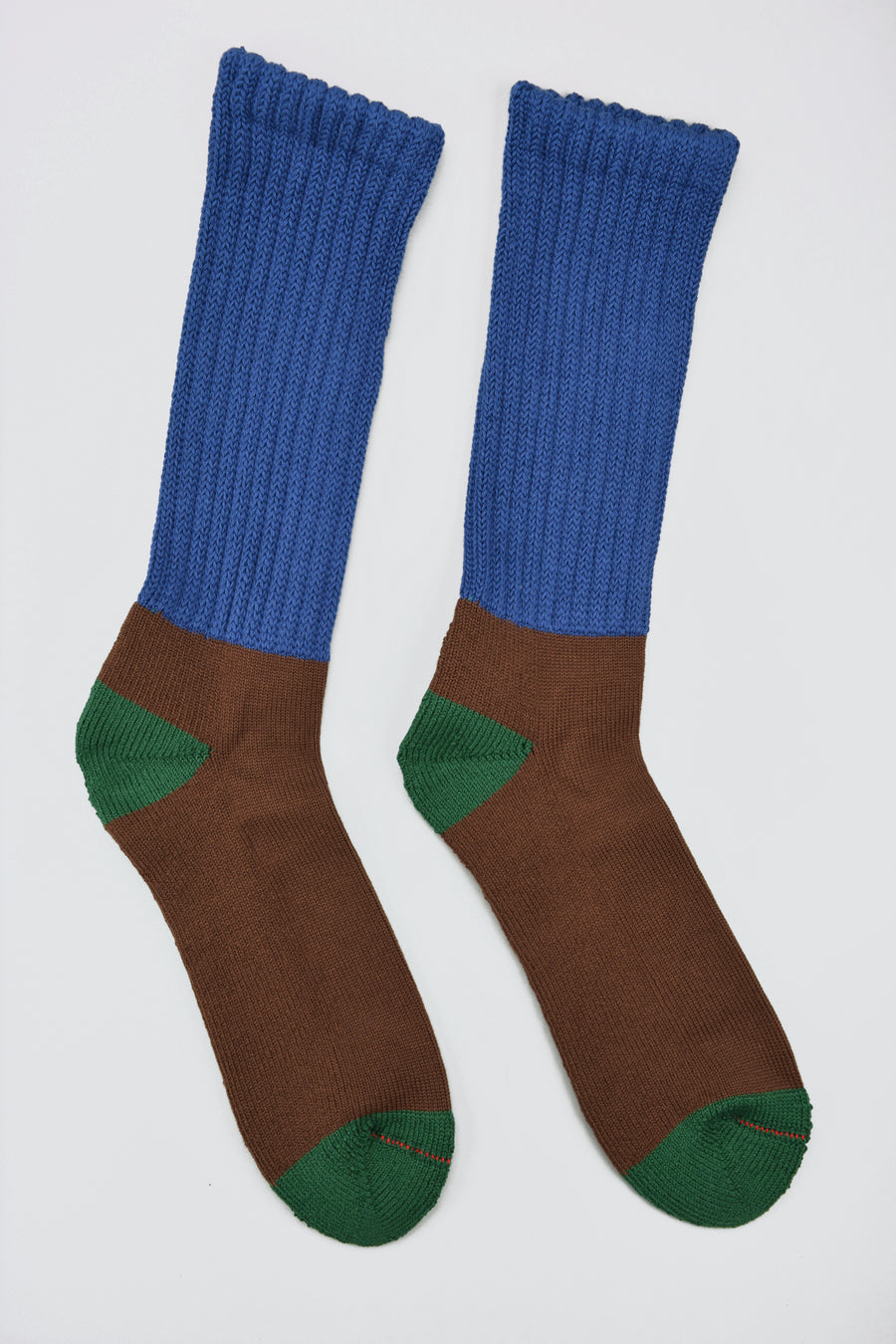 ROTOTO<p>multi loose pile crew socks<p>blue/brown
