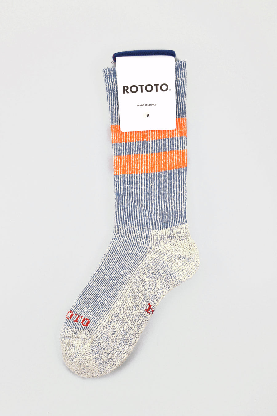 ROTOTO<p>marl stripe pile sock<p>blue/orange